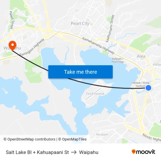 Salt Lake Bl + Kahuapaani St to Waipahu map