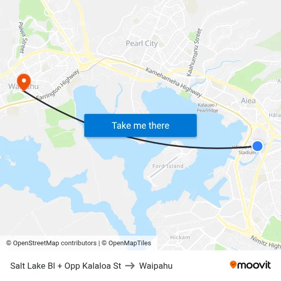 Salt Lake Bl + Opp Kalaloa St to Waipahu map