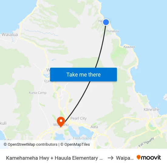 Kamehameha Hwy + Hauula Elementary School to Waipahu map