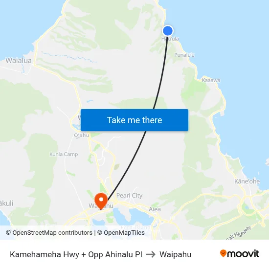 Kamehameha Hwy + Opp Ahinalu Pl to Waipahu map