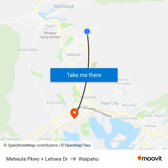 Meheula Pkwy + Lehiwa Dr to Waipahu map