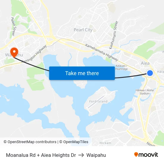 Moanalua Rd + Aiea Heights Dr to Waipahu map