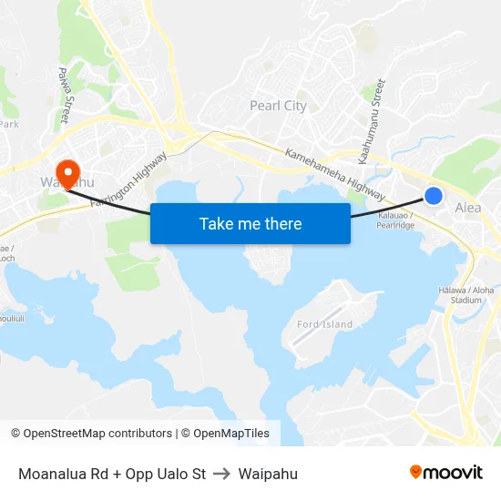Moanalua Rd + Opp Ualo St to Waipahu map