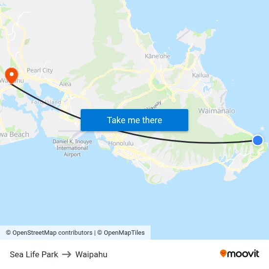 Sea Life Park to Waipahu map