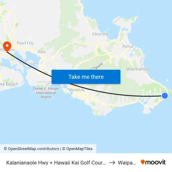 Kalanianaole Hwy + Hawaii Kai Golf Course to Waipahu map
