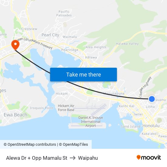 Alewa Dr + Opp Mamalu St to Waipahu map