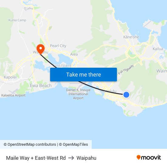 Maile Way + East-West Rd to Waipahu map