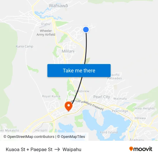 Kuaoa St + Paepae St to Waipahu map