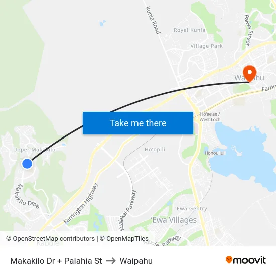 Makakilo Dr + Palahia St to Waipahu map