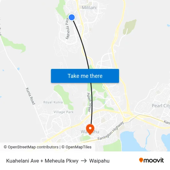 Kuahelani Ave + Meheula Pkwy to Waipahu map