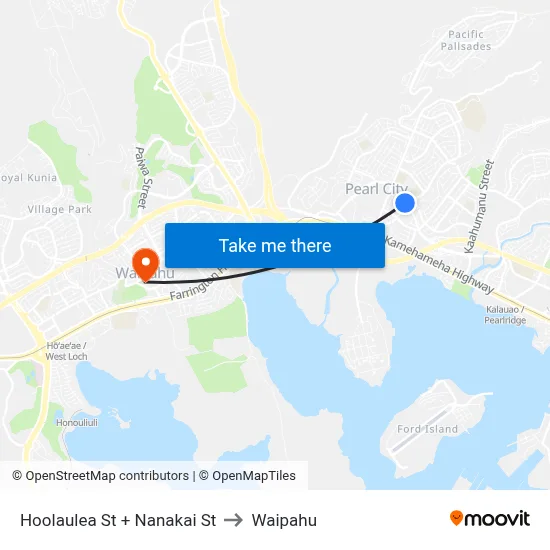Hoolaulea St + Nanakai St to Waipahu map