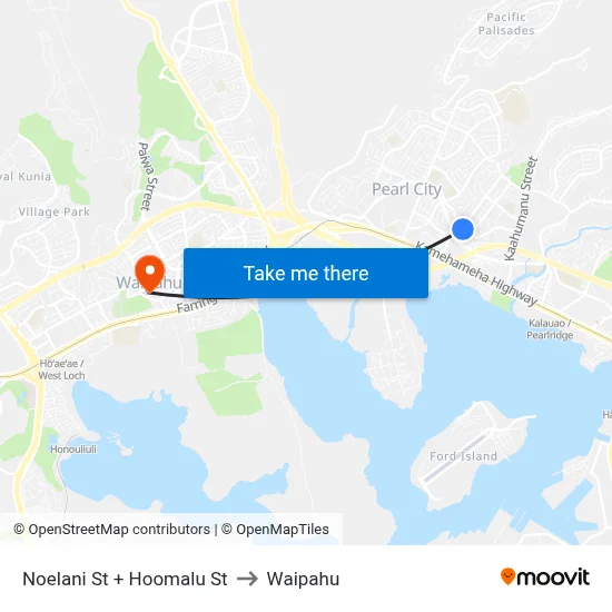 Noelani St + Hoomalu St to Waipahu map