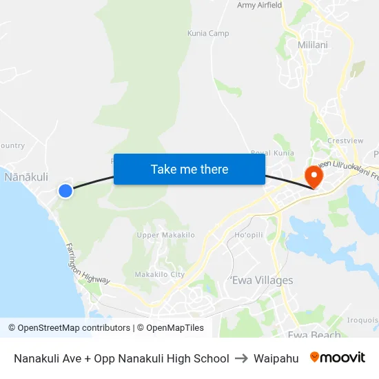 Nanakuli Ave + Opp Nanakuli High School to Waipahu map