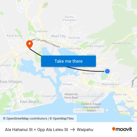 Ala Hahanui St + Opp Ala Leleu St to Waipahu map