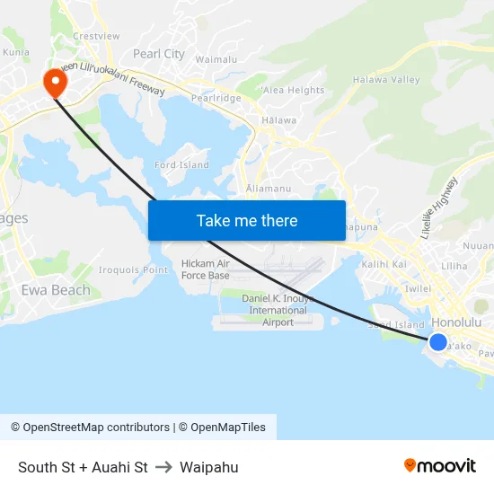South St + Auahi St to Waipahu map