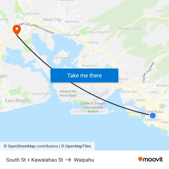 South St + Kawaiahao St to Waipahu map