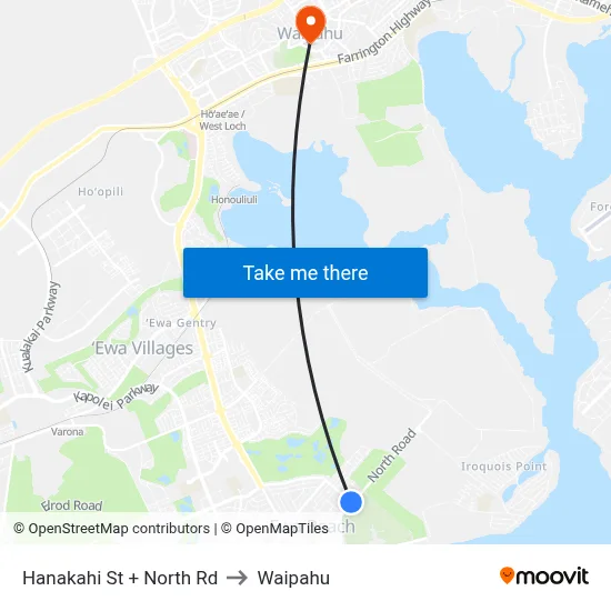 Hanakahi St + North Rd to Waipahu map