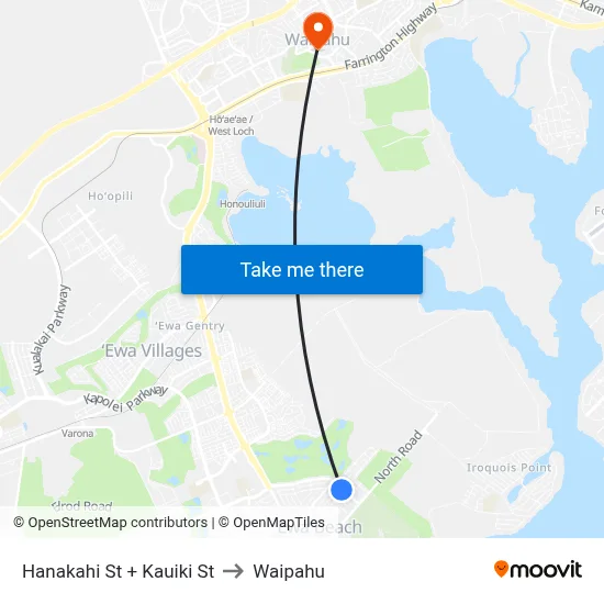 Hanakahi St + Kauiki St to Waipahu map