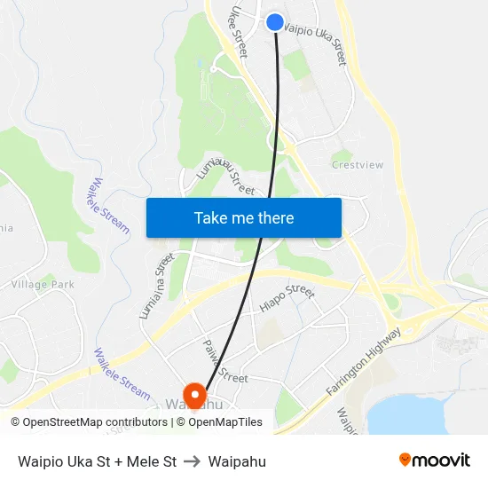 Waipio Uka St + Mele St to Waipahu map