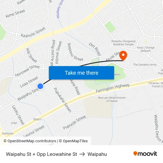Waipahu St + Opp Leowahine St to Waipahu map