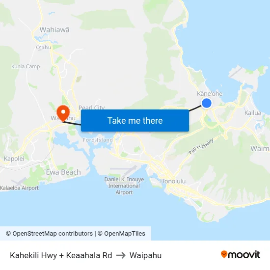 Kahekili Hwy + Keaahala Rd to Waipahu map