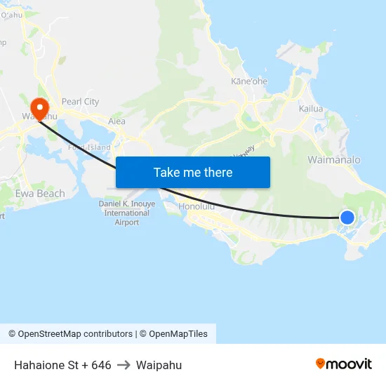 Hahaione St + 646 to Waipahu map