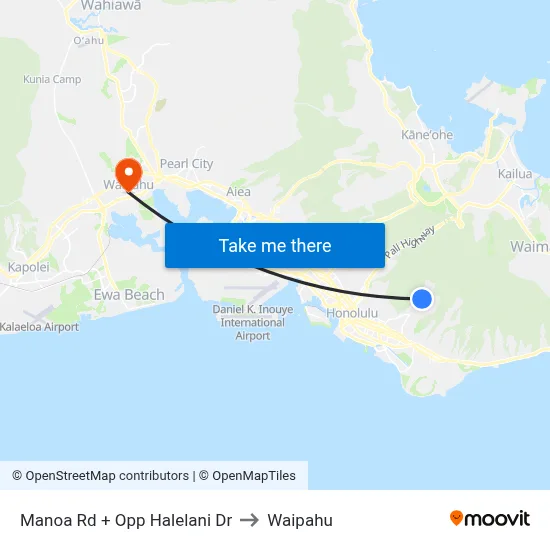 Manoa Rd + Opp Halelani Dr to Waipahu map