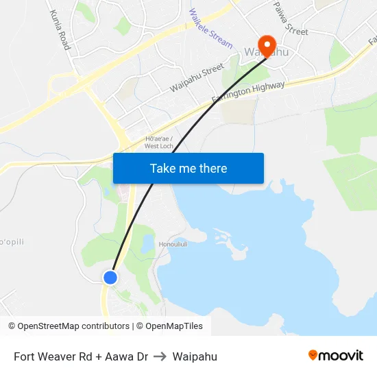 Fort Weaver Rd + Aawa Dr to Waipahu map