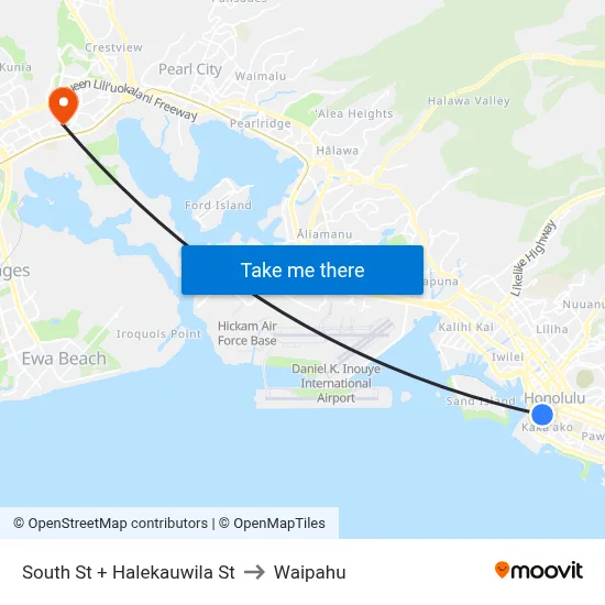 South St + Halekauwila St to Waipahu map