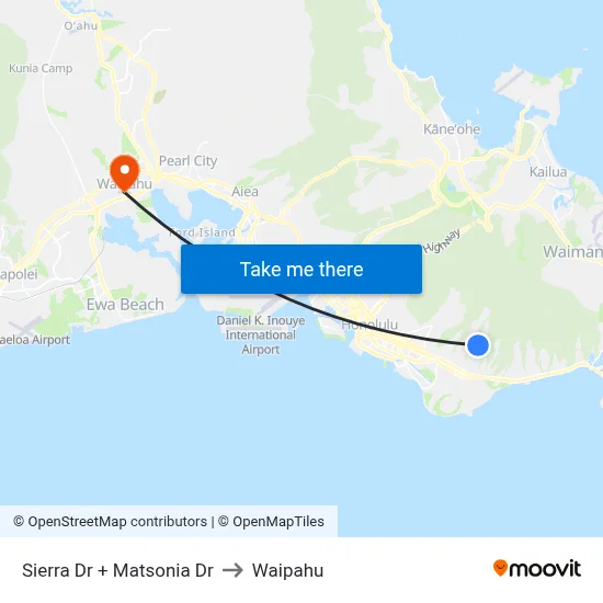 Sierra Dr + Matsonia Dr to Waipahu map