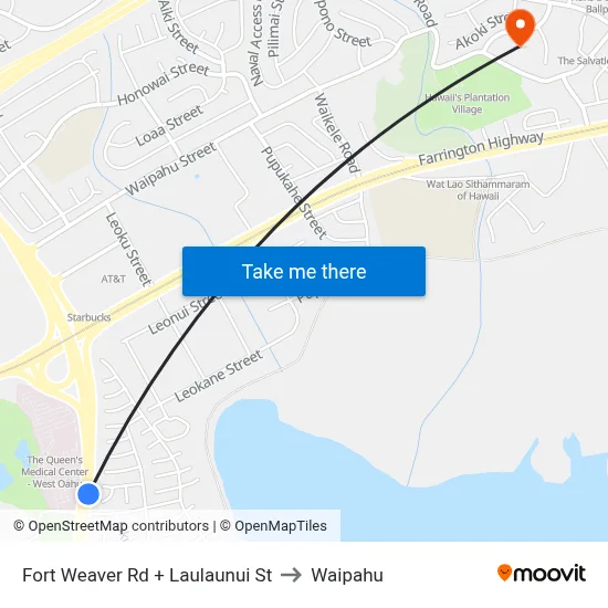 Fort Weaver Rd + Laulaunui St to Waipahu map