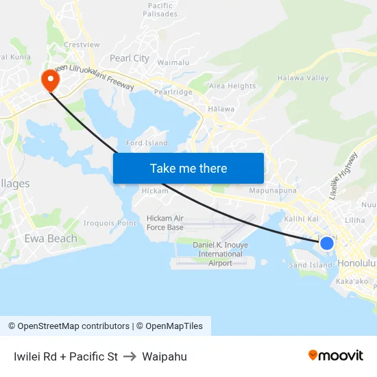 Iwilei Rd + Pacific St to Waipahu map