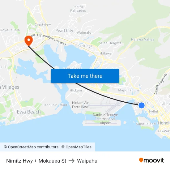Nimitz Hwy + Mokauea St to Waipahu map