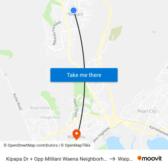 Kipapa Dr + Opp Mililani Waena Neighborhood Park to Waipahu map