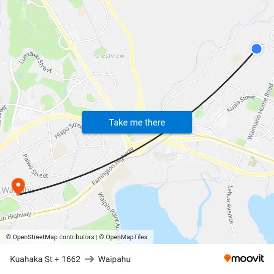 Kuahaka St + 1662 to Waipahu map