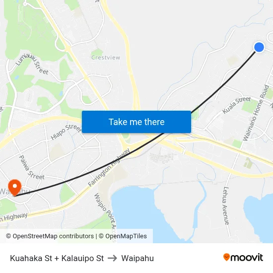 Kuahaka St + Kalauipo St to Waipahu map