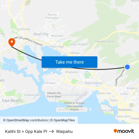 Kalihi St + Opp Kale Pl to Waipahu map