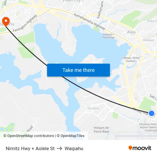 Nimitz Hwy + Aolele St to Waipahu map