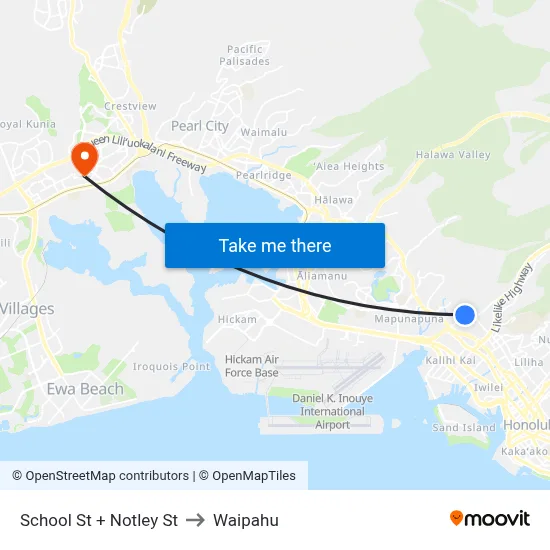 School St + Notley St to Waipahu map