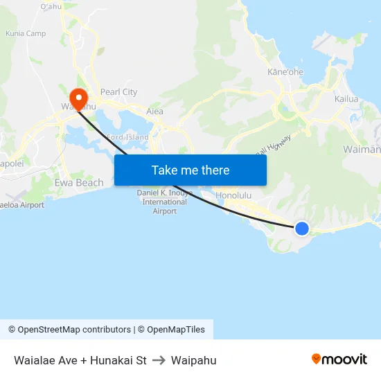 Waialae Ave + Hunakai St to Waipahu map
