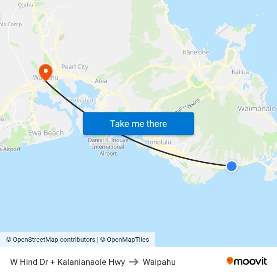 W Hind Dr + Kalanianaole Hwy to Waipahu map