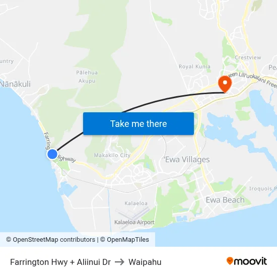 Farrington Hwy + Aliinui Dr to Waipahu map