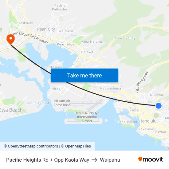 Pacific Heights Rd + Opp Kaola Way to Waipahu map