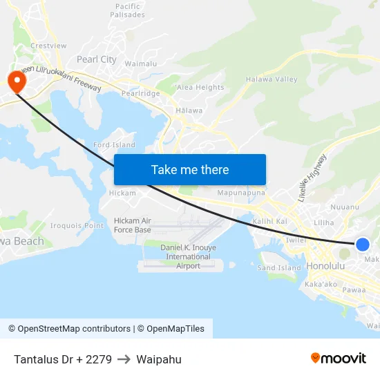 Tantalus Dr + 2279 to Waipahu map