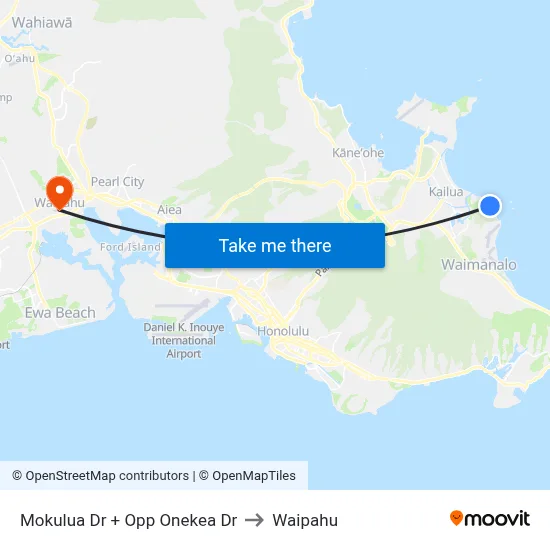 Mokulua Dr + Opp Onekea Dr to Waipahu map