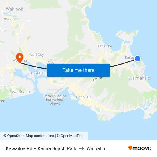 Kawailoa Rd + Kailua Beach Park to Waipahu map