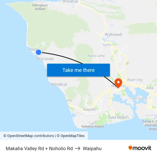 Makaha Valley Rd + Noholio Rd to Waipahu map