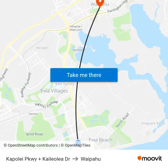 Kapolei Pkwy + Kaileolea Dr to Waipahu map