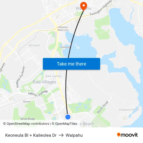 Keoneula Bl + Kaileolea Dr to Waipahu map