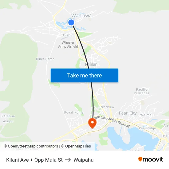 Kilani Ave + Opp Mala St to Waipahu map